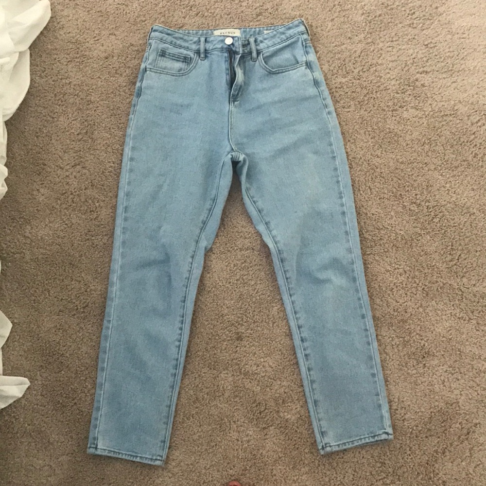 light washed, high waisted jeans
